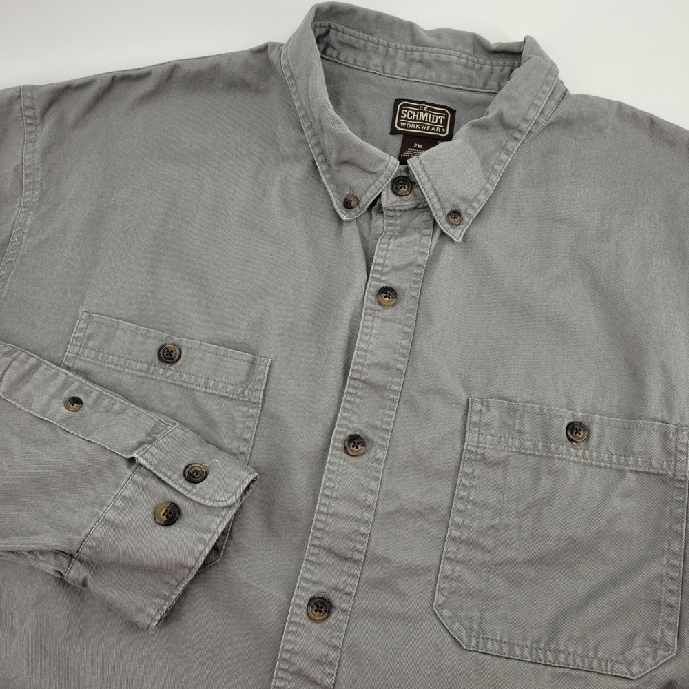 CE Schmidt Workwear Mens 2XL Gray Cotton Twill Long Sleeve Shirt Gorpcore Chore